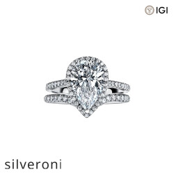 0.50 Carat Pear-Shaped Lab Grown Diamond Halo Engagement Ring - 5