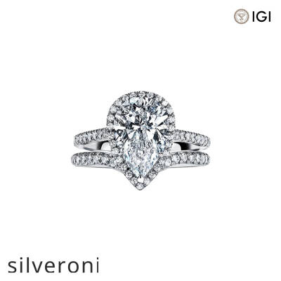 0.50 Carat Pear-Shaped Lab Grown Diamond Halo Engagement Ring - 5