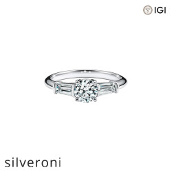 0.50 Carat Round Excellent Cut Lab Grown Diamond Three Stone Engagement Ring - Silveroni