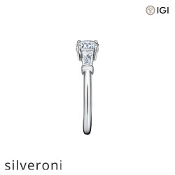 0.50 Carat Round Excellent Cut Lab Grown Diamond Three Stone Engagement Ring - 2