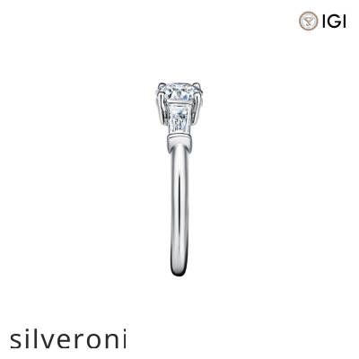 0.50 Carat Round Excellent Cut Lab Grown Diamond Three Stone Engagement Ring - 2