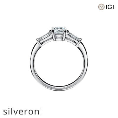 0.50 Carat Round Excellent Cut Lab Grown Diamond Three Stone Engagement Ring - 3