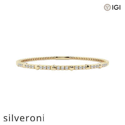 0.50 Carat Round Lab Grown Diamond Flex Bangle Bracelet in 14K Yellow Gold - 1