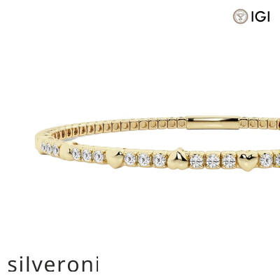 0.50 Carat Round Lab Grown Diamond Flex Bangle Bracelet in 14K Yellow Gold - 2