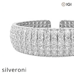 0.50 Carat Round Lab Grown Diamond Multi-Row Flex Cuff Bracelet 14K White Gold - 2