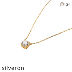 0.50 Carat Round Lab Grown Diamond Necklace in 18K Yellow Gold - Silveroni