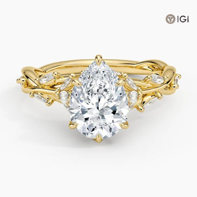 0.52 Carat Marquise Lab Grown Diamond Ring in 14K Yellow Gold - 1