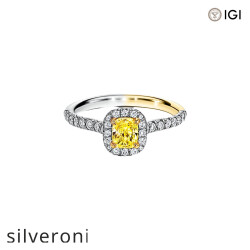 0.53 Carat Cushion Cut Lab Grown Diamond Halo Engagement Ring - Silveroni