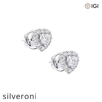 0.54 Carat Heart Shape Lab Grown Diamond Stud Earrings - 2