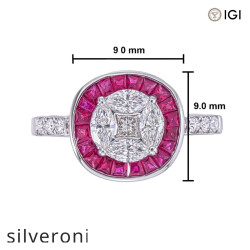 0.55 Carat Marquise Diamond Ring with Ruby Halo - 2