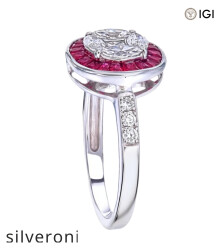 0.55 Carat Marquise Diamond Ring with Ruby Halo - 3