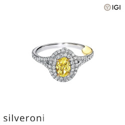 0.55 Carat Oval Lab Grown Diamond Double Halo Engagement Ring in Platinum - Silveroni