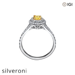 0.55 Carat Oval Lab Grown Diamond Double Halo Engagement Ring in Platinum - 3