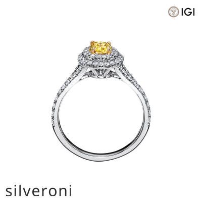 0.55 Carat Oval Lab Grown Diamond Double Halo Engagement Ring in Platinum - 3