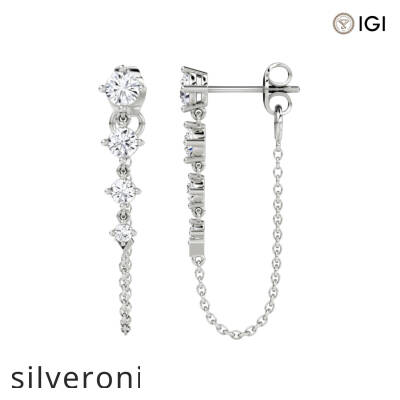 0.55 Carat Round Ideal Cut Lab Grown Diamond Tennis Earrings - 2