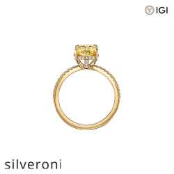 0.62 Carat Cushion Cut VVS1 Lab Grown Yellow Diamond Engagement Ring in 18k Yellow Gold - 2
