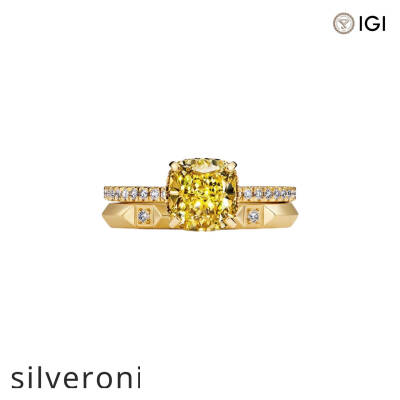 0.62 Carat Cushion Cut VVS1 Lab Grown Yellow Diamond Engagement Ring in 18k Yellow Gold - 3