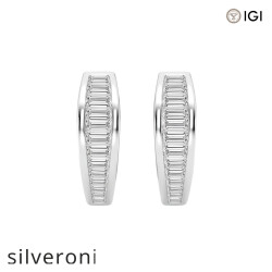 0.63 Carat Baguette Lab Grown Diamond Huggie Hoop Earrings Platinum VS1 - Silveroni