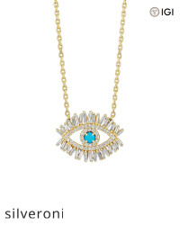 0.63 Carat Round VS Clarity Lab Grown Diamond Evil Eye Pendant - Silveroni