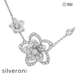 0.66 Carat Wild Flower Double Diamond Pendant in White Gold - 2