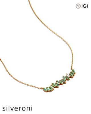 0.70 Carat Emerald and Diamond Baguette Pendant in 18K Yellow Gold - 2