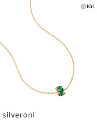 0.70 Carat Emerald Baguette Rondelle Pendant Necklace - Silveroni