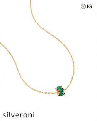 0.70 Carat Emerald Baguette Rondelle Pendant Necklace - 1