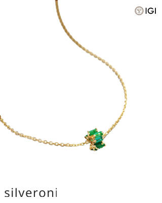 0.70 Carat Emerald Baguette Rondelle Pendant Necklace - 2
