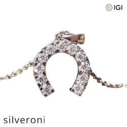 0.70 Carat Round Cut Lab Grown Diamond Horseshoe Pendant - Silveroni