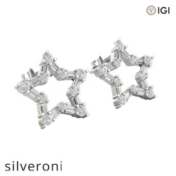 0.70 Carat Round Natural Diamond Open Star Stud Earrings in 18KT Gold - Silveroni