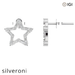 0.70 Carat Round Natural Diamond Open Star Stud Earrings in 18KT Gold - 2