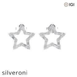 0.70 Carat Round Natural Diamond Open Star Stud Earrings in 18KT Gold - 3