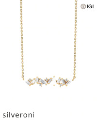 0.77 Carat Baguette and Round Lab Grown Diamond Bar Pendant - Silveroni