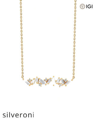 0.77 Carat Baguette and Round Lab Grown Diamond Bar Pendant - 1
