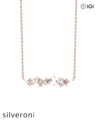 0.77 Carat Baguette and Round Lab Grown Diamond Bar Pendant - 3