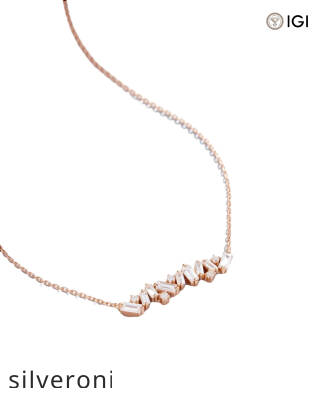 0.77 Carat Baguette and Round Lab Grown Diamond Bar Pendant - 4