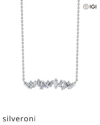 0.77 Carat Baguette and Round Lab Grown Diamond Bar Pendant - 5