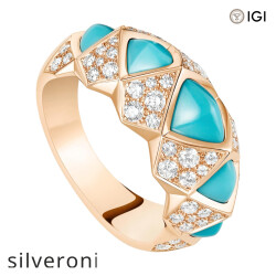 0.77 Carat Lab Grown Diamond and Turquoise 18K Rose Gold Ring - Silveroni