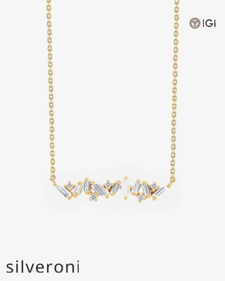 0.77 Carat Lab Grown Diamond Bar Pendant in 18K Gold - 1