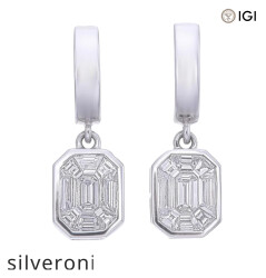0.80 Carat Emerald Cut Natural Diamond Huggie Drop Earrings in 18kt Gold - 2