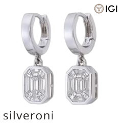 0.80 Carat Emerald Cut Natural Diamond Huggie Drop Earrings in 18kt Gold - 3