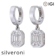 0.80 Carat Emerald Cut Natural Diamond Huggie Drop Earrings in 18kt Gold - 3