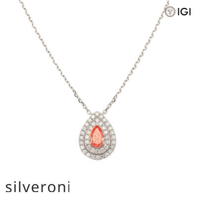 0.87 Carat Pear Shape Fancy Pink Lab Grown Diamond Halo Pendant - 1