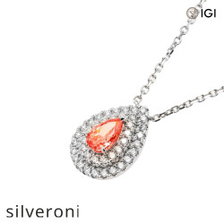 0.87 Carat Pear Shape Fancy Pink Lab Grown Diamond Halo Pendant - 2
