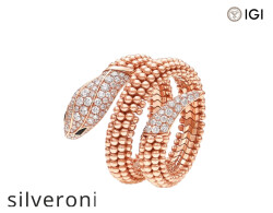 0.89 Carat Two-Coil Rose Gold Ring with Pavé Diamonds and Black Onyx - Silveroni