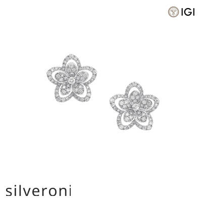 0.95 Carat Lab Grown Diamond Wild Flower Stud Earrings - 1