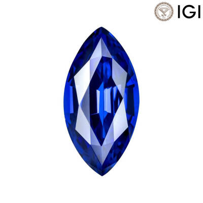 1.00 Carat Marquise Cut Lab-Created Blue Sapphire - 1