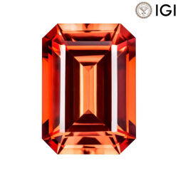 1.30 Carat Emerald Cut Lab-Created Padparadscha - Silveroni