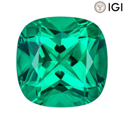 1.57 Carat Cushion Cut Lab-Created Emerald - 1