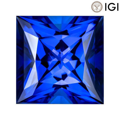 1.60 Carat Princess Cut Lab-Created Blue Sapphire - 1